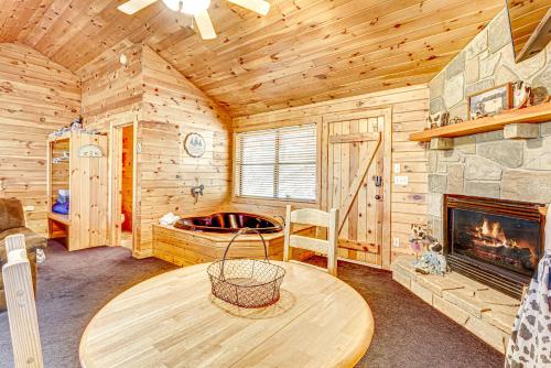 Country Getaway Hot Tub Heart Shaped Jetted Jacuzzi Stone Gas Log Fireplace Rocking Chairs - image 9