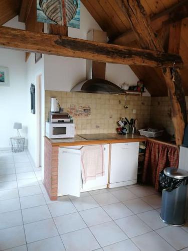 Kitchen, Studio tout confort parking gratuit proche Paris in Fontenay-les-Briis