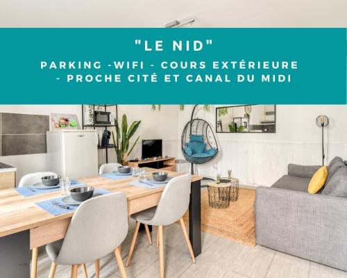 Le Nid - Cours exterieure - Parking - Wifi - Location saisonnière - Carcassonne