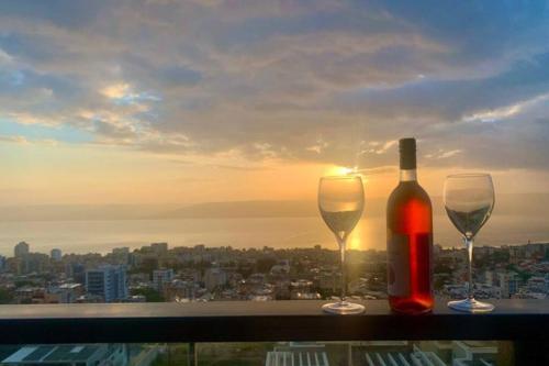 Sea of Galilee Tiberius apartment with panoramic sea view in Tiberias