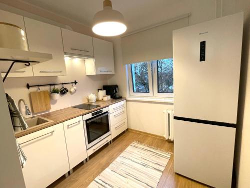 Konyha, Keskuse apartment with a balcony in Haapsalu