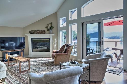 Lakefront Retreat with Balcony, Fireplace, Views!