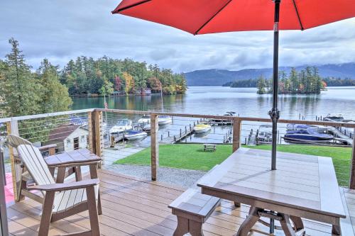 Lakefront Retreat with Balcony, Fireplace, Views!