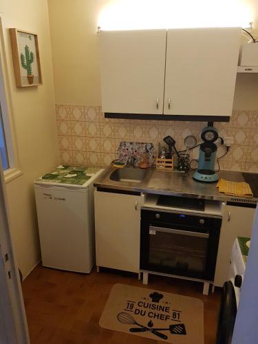 Konyha, grand studio dans une residence prive avec une cuisine et salle de bain separe un parking gratuit et in Divonne-les-bains