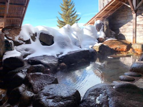 Hot spring bath, Shiga Swiss Inn near Shiga-Kogen Yakibitaiyama Ski Resort
