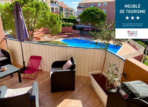 Coeur de Fréjus, appartement 3 pièces climatisé, terrasse, barbecue, piscine & parking - Location saisonnière - Fréjus
