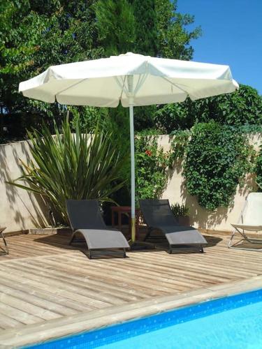 STUDIO TERRASSE PISCINE UZES PONT DU GARD in Pougnadoresse