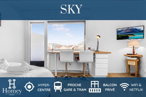 HOMEY SKY - Hyper-Centre / Proche Gare&Tram / Balcon privé / Wifi & Netflix - Apartment - Annemasse