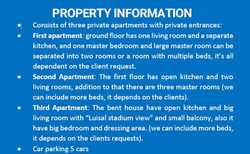 1 Villa includes 3 Apartments nearby to Luisal Stadium and Metro photo