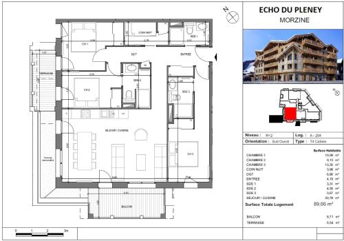Floor plans, Echo du Pleney A204 in Pied de la Plagne
