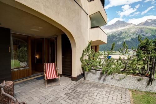 Balkon/terasa, Chesa Munteratsch 1-Zimmerwohnung 106 Typ B in Silvaplana