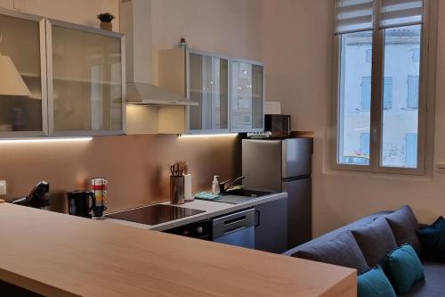 廚房, Appart le Rétro Chic - Entièrement rénové en hyper centre - Terrasse et Parking privé (Appart le Retro Chic - Entierement renove en hyper centre - Terrasse et Parking prive) in 羅氏沙萊