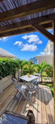studio cosi, jardin privé, vue magique depuis piscine à débordement de la résidence, Le Diamant (foto 7)