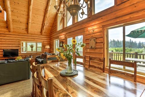 Log Home on 40 Private Acres By Mt Shasta Ski Park in McCloud (CA)