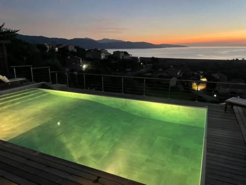 Modern house with private pool and stunning view 800m from beach.