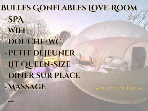 Bulles gonflables Love Room - Love Home XO Hotel de charme Matha