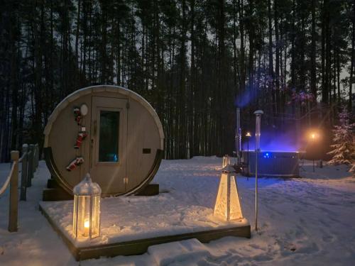Agro Breza dom z kominkiem 80 metrów od jeziora - sauna, balia ogrodowa