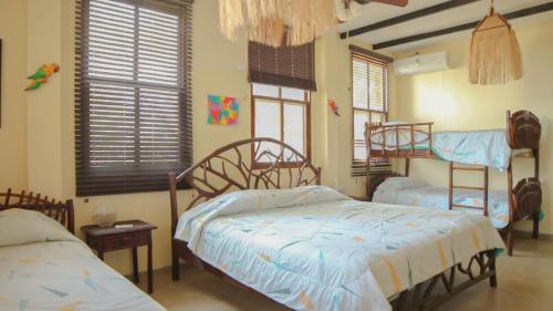 1 double bed, 1 twin bed, 1 bunk bed