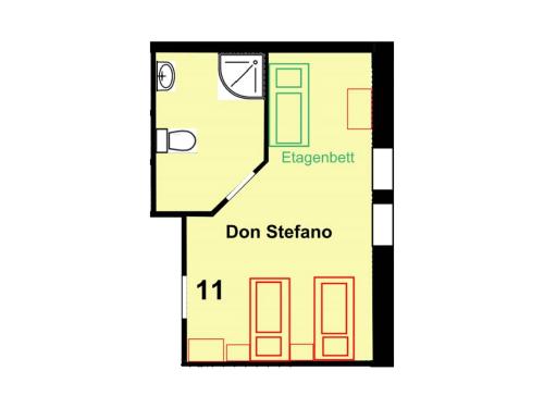 2 twin beds, 1 bunk bed