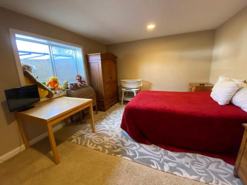 Private basement bedroom with private bathroom, kitchen, and living room with large screen televisio in Fishers