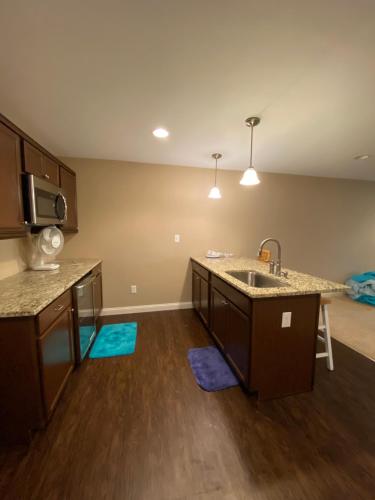 Private basement bedroom with private bathroom, kitchen, and living room with large screen televisio in Fishers