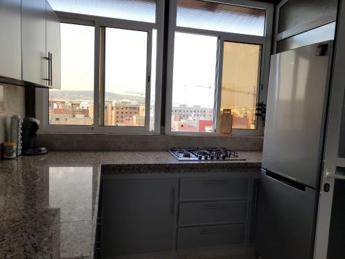 Kitchen, Elegant 2-bedroom Tangiers City Appartment with Beautiful Terrace in Luxus