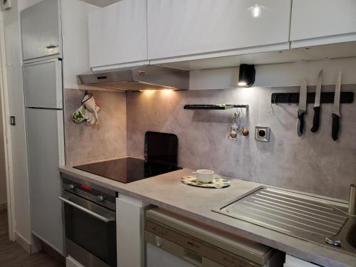 Kitchen, FREJUS PLAGE Miougrano T2 55m2 Climatise Piscine near Base Nature Francois Leotard