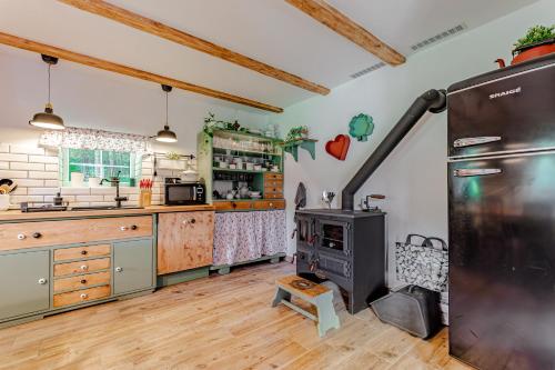 ห้องครัว, Chata U Tří lišek - na samotě u lesa (Chata U Tri lisek - na samote u lesa) in ปาสตวินี