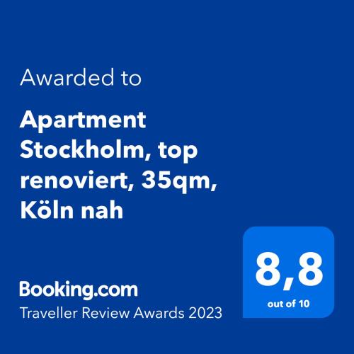 Apartment Stockholm, top renoviert, 35qm, Köln nah