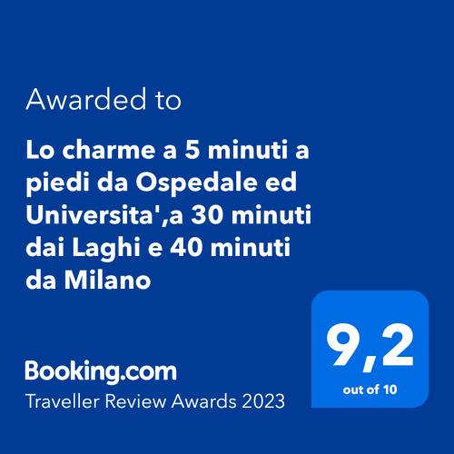 "Lo charme" a 5 minuti a piedi da Ospedale,Teatro Coccia ed Universita',a 30 minuti dai Laghi e 40 minuti da Milano