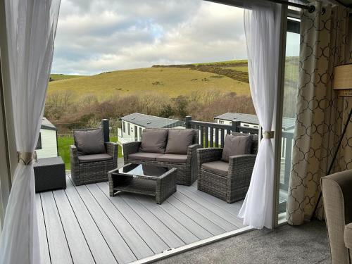 Balcony/terrace, Mawgan Pads Lazy Days Lodge in St Mawgan