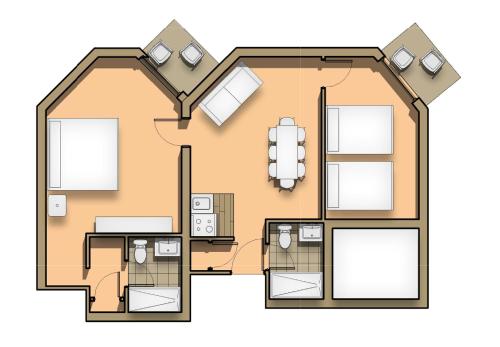 2 bedrooms, 4 beds