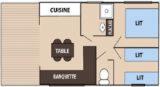 2 bedrooms, 3 beds