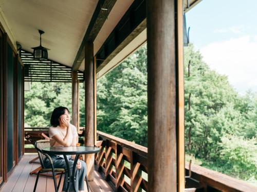 Balcony/terrace, 津川温泉 清川高原保養センター in Aga