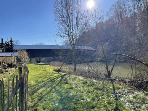 Ferienhaus Pure Jagst, Traum-Lage am Fluss mit Kaminzimmer und Infrarot-Wärmekabine in Rindenmoos, Deutschland