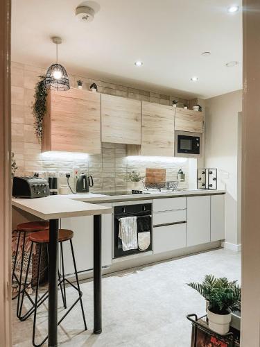 ห้องครัว, Stylish 1Bed Apartment in Sheffield CC in เนเธอร์ธอร์ป