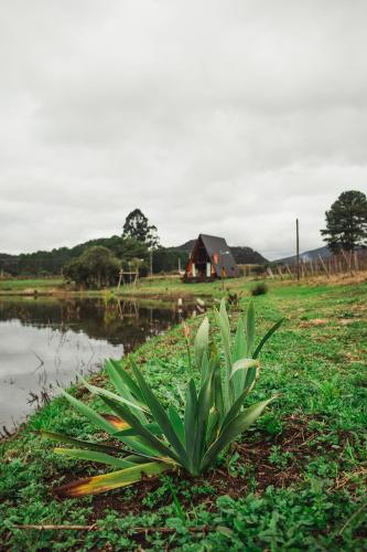 Chalé romântico com banheira de hidromassagem e lareira