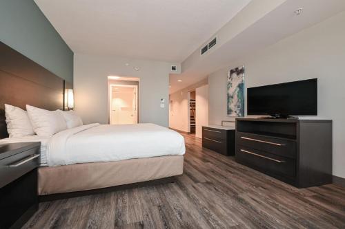 1 king bed, 1 bunk bed, 1 sofa bed