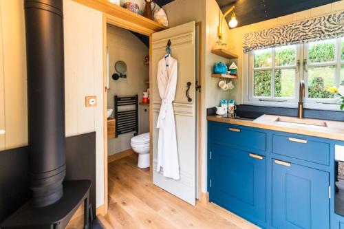 kopalnica, Nutkins Luxury Shepherd Hut with hot tub close to Lyme Regis in Raymond's Hill