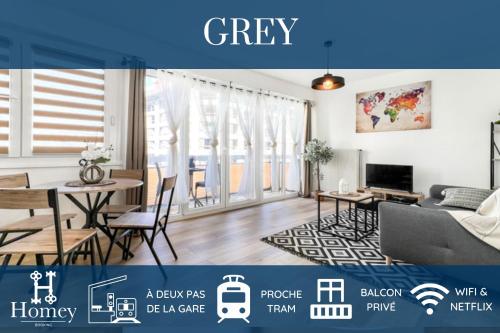 HOMEY GREY - Proche Gare et Tram - Proche centre - Balcon privé - Wifi et Netflix - Location saisonnière - Annemasse