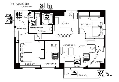 NK BLD3F Sapporo 3LDK 3BR 1 floor 1 room