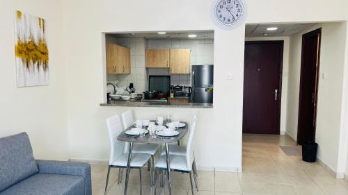 Kitchen, Newly furnished cozy ONE bed room Apartment 2 bathroom city view near Dubai International City