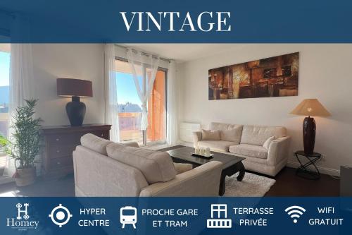 HOMEY VINTAGE - Hypercentre - Proche Gare et Tram - Terrasse privée - Wifi gratuit - Apartment - Annemasse