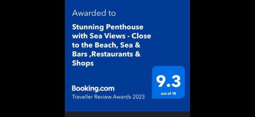 Stunning Penthouse with Sea Views - Close to the Beach, Sea & Bars ,Restaurants & Shops