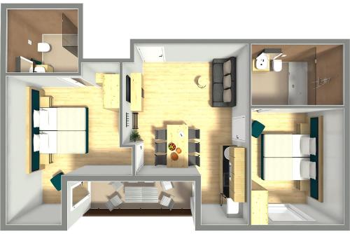 2 bedrooms, 3 beds