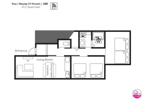 YI HOUSE MAX 8people 2BR 1 minute walk from tram station