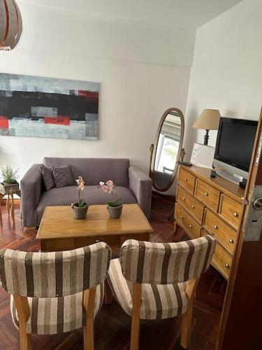 Half of one floor Panoramic Apartment in the best area of Belgrano all in front Private parking with direct access to lobby just meters from the Subway and Belgrano train station 2 bedrooms Barbecue Solarium Large kitchen Laundry room and furniture new