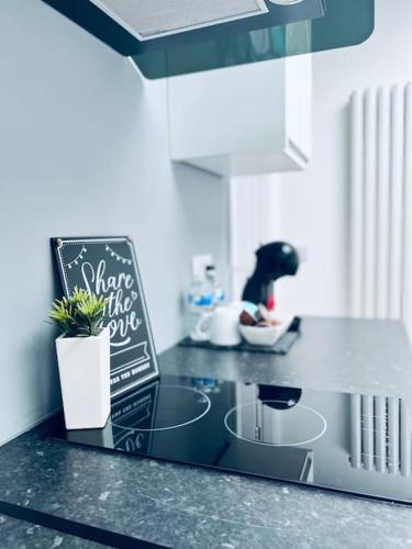 Kitchen, Contemporary studio apartment in Wigan