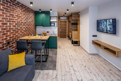 Apartment with balcony and forest view