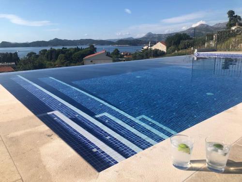 Magnificent new Villa Tofta on Lopud, Croatia. Sea views from the infinity pool